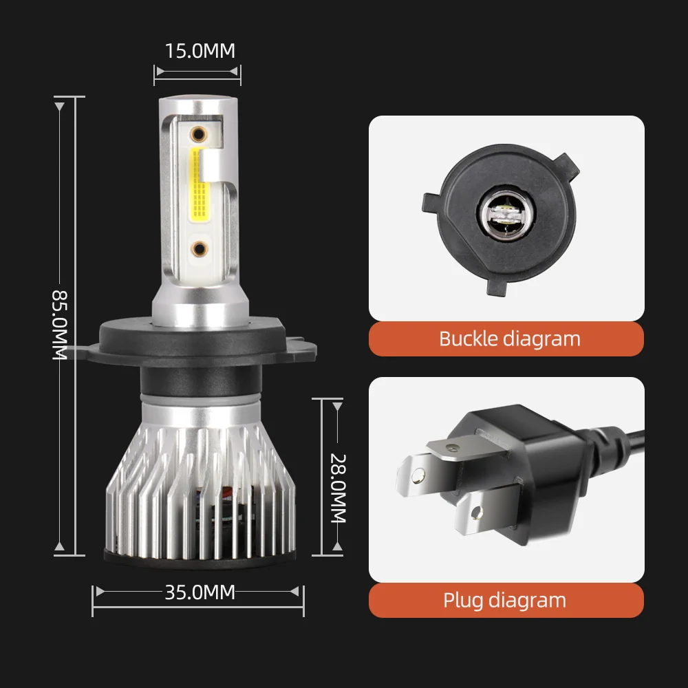 PAMPSEE Mini H4 H7 LED Car Headlight Bulb 18000LM 6000K H1 H3 H11 H16 9012 9005 HB3 9006 HB4 H8 Running Auto Fog Head Lamp F2A