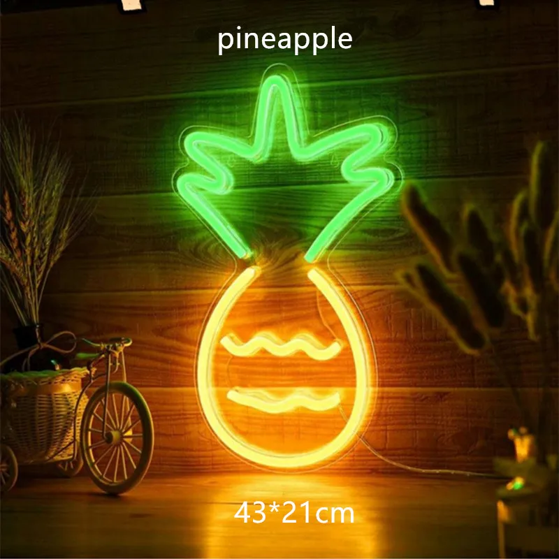 

Pineapple Shape Led Neon Sign Light for Home Bedroom Christmas Wedding Party Wall Decor Panel Night Light Neon Indoor Decoracion