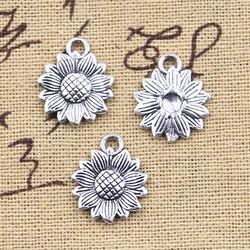 20pcs Charms Sunflower Flower 18x15mm Antique Bronze Silver Color Pendants DIY Crafts Making Findings Handmade Tibetan Jewelry