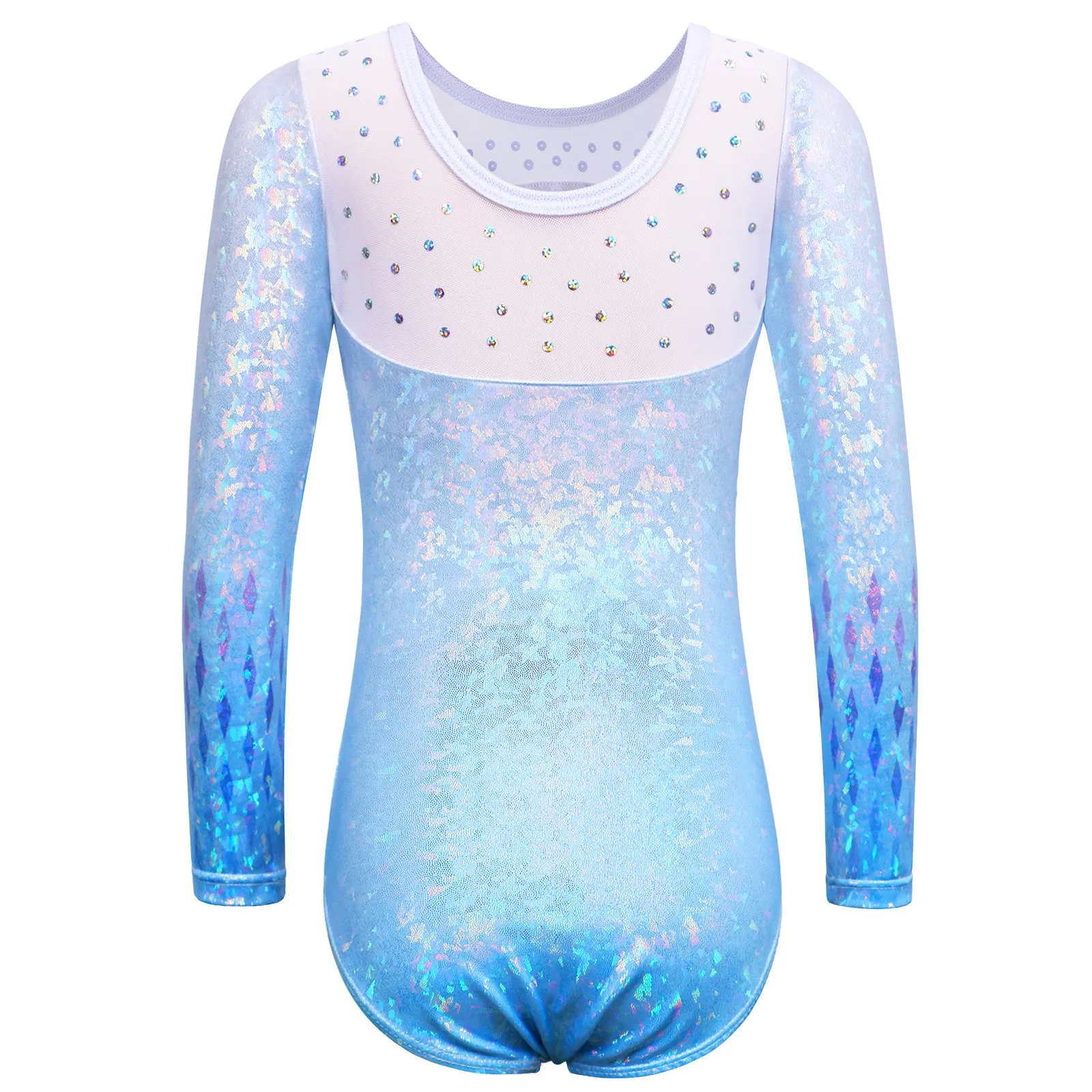 BAOHULU Sparkle Ballet Leotard Long Sleeve Girls Gymnastics Leotard Snowflake Print Balleina Dance Outfit Practice Bodysuit