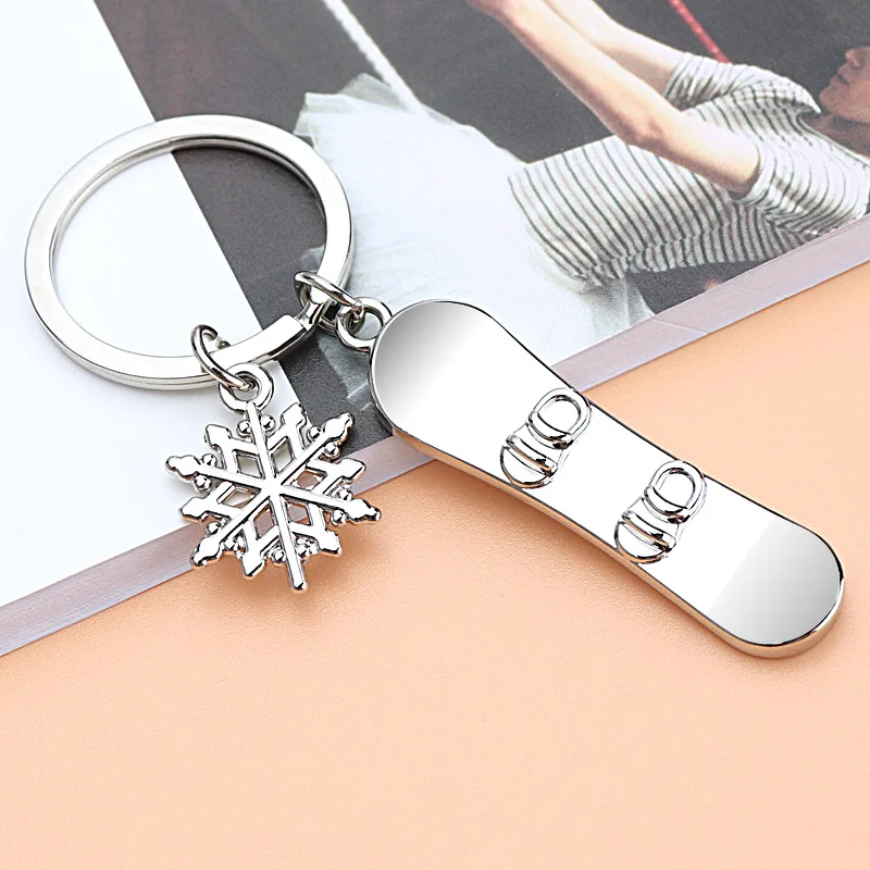 Metal Snowboard Snowboarder Keychain Snowboarding Keychain Snowboard Key Ring