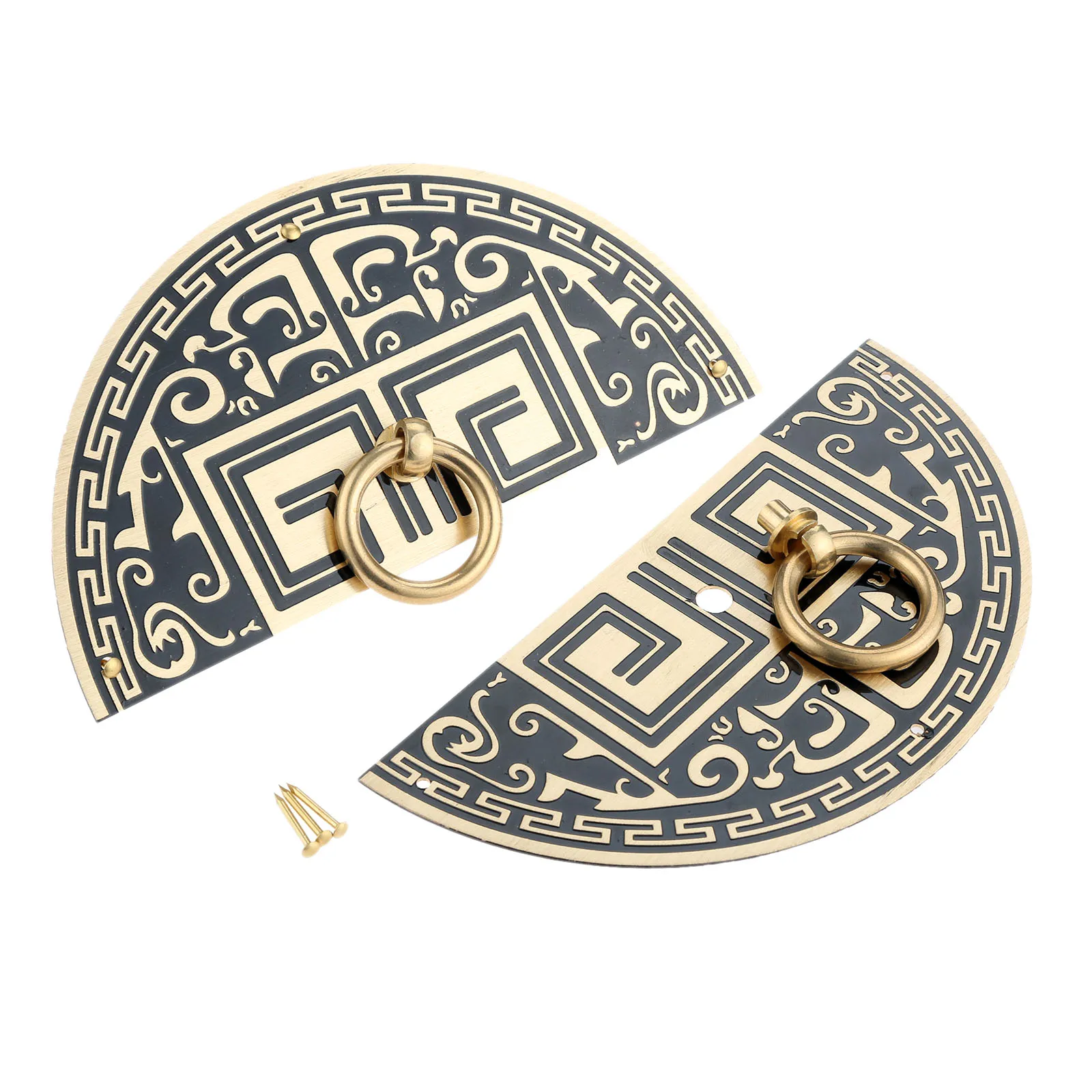 2pcs/pair Antique Chinese Brass Knobs and Handles Pattern Pure Copper Door Drawer Pulls Cabinet Knobs Furniture Hardware