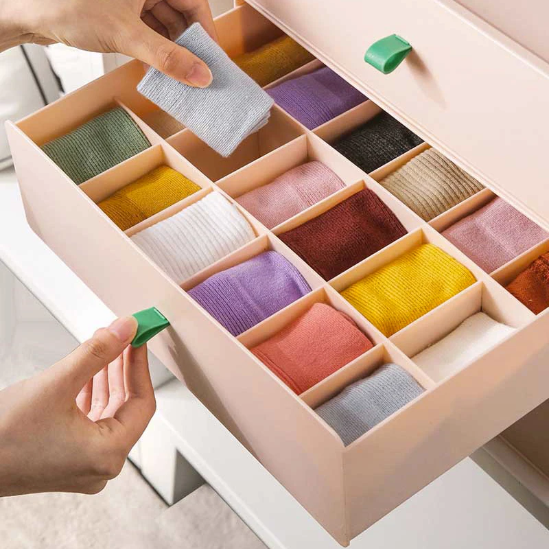 Nordic 12/18 Grids Underwear Socks Bra Organizer Drawer Stackable Clothes Closet Storage Container Box Large Clothes Plastic Box