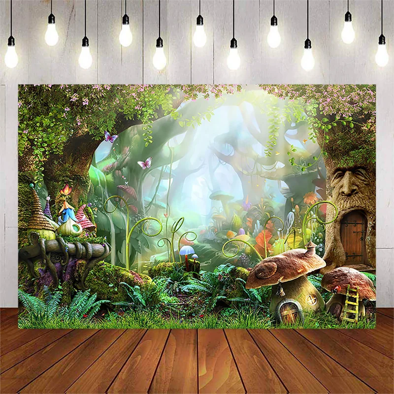Hutan Peri Fotografi Latar Belakang Hutan Mimpi Bunga Pohon Rumah Jamur Wonderland Hutan Fotografi Latar Belakang Alat Peraga