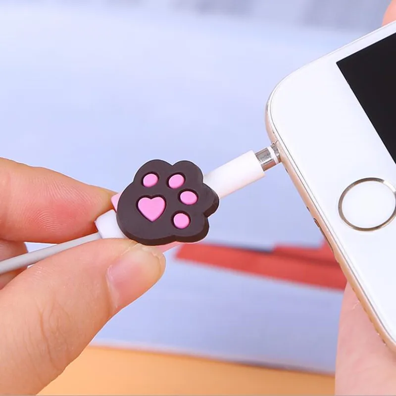 100 шт. мультяшный защитный USB-кабель, устройство для сохранения данных и зарядки, защитный чехол для зарядного кабеля iPhone