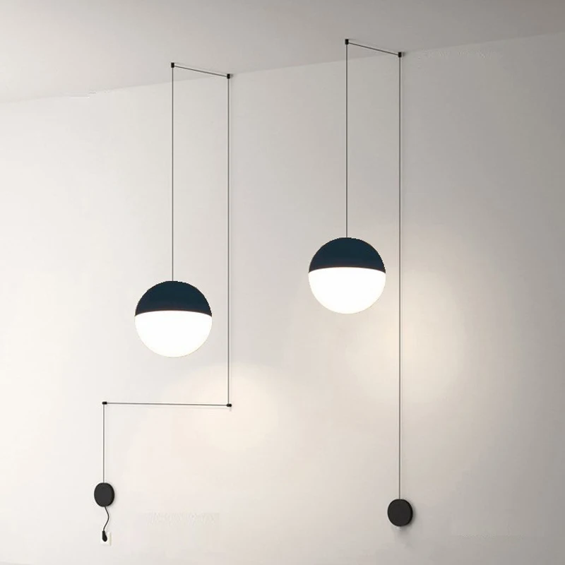 Imagem -04 - Bola de Vidro Moderna Luminária Led Longo Fio Luzes Suspensão Faça Você Mesmo Lustre Loft Decoração Cozinha Ilha Lâmpadas com Cabides