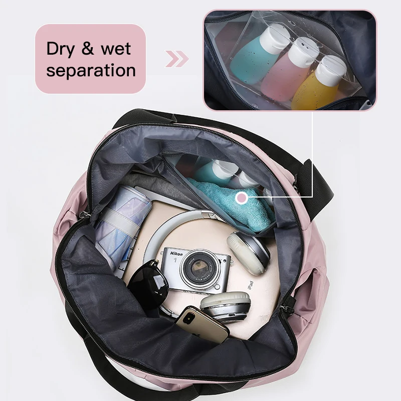 Bolsa De gimnasio para mujer, bolso De entrenamiento deportivo para viaje, esterilla De Yoga seca y húmeda, X51B