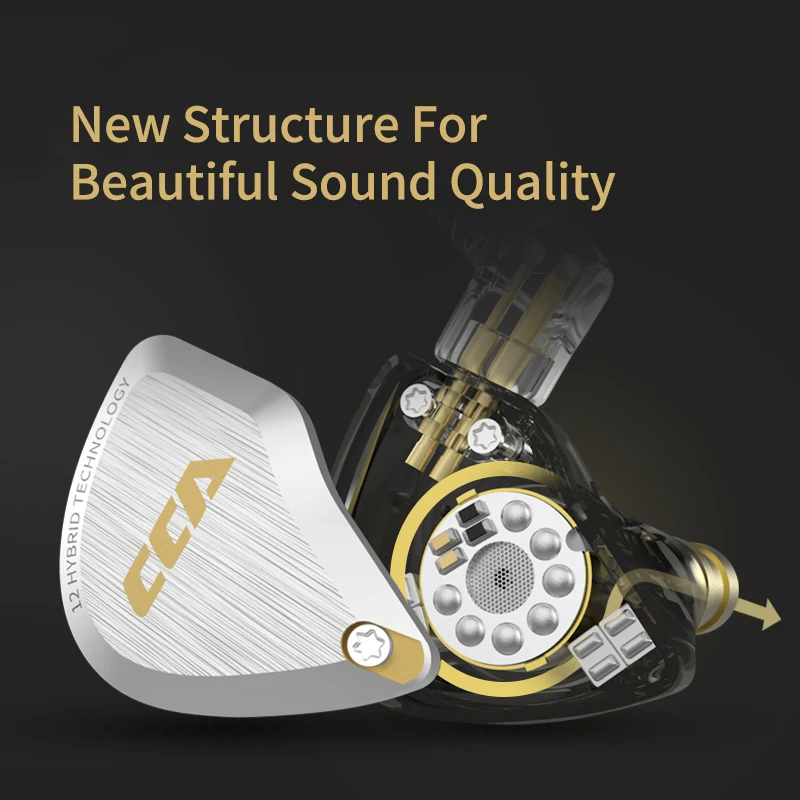 CCA C12 5BA+1DD Hybrid Hanging In Ear Headset 12 Drivers Unit HIFI DJ Monitor Earphone Earbuds Noise Cancelling Wired Gamer PC