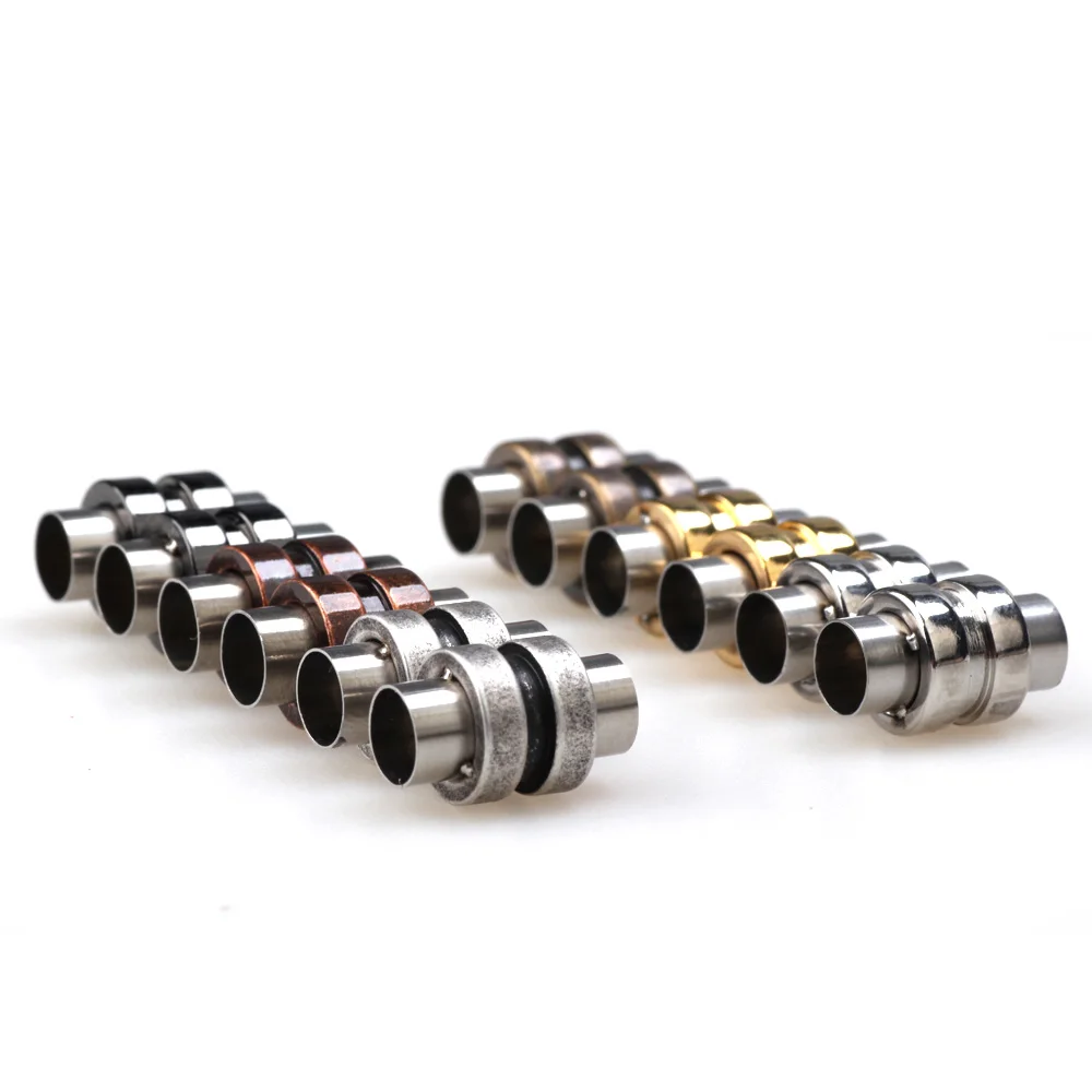 Stainless Steel Never Fade Wheel Closed Magnetic Buckle Hole 6 mm 2 Sets of Bracelet/Necklace Clasp DIY Jewelry Making