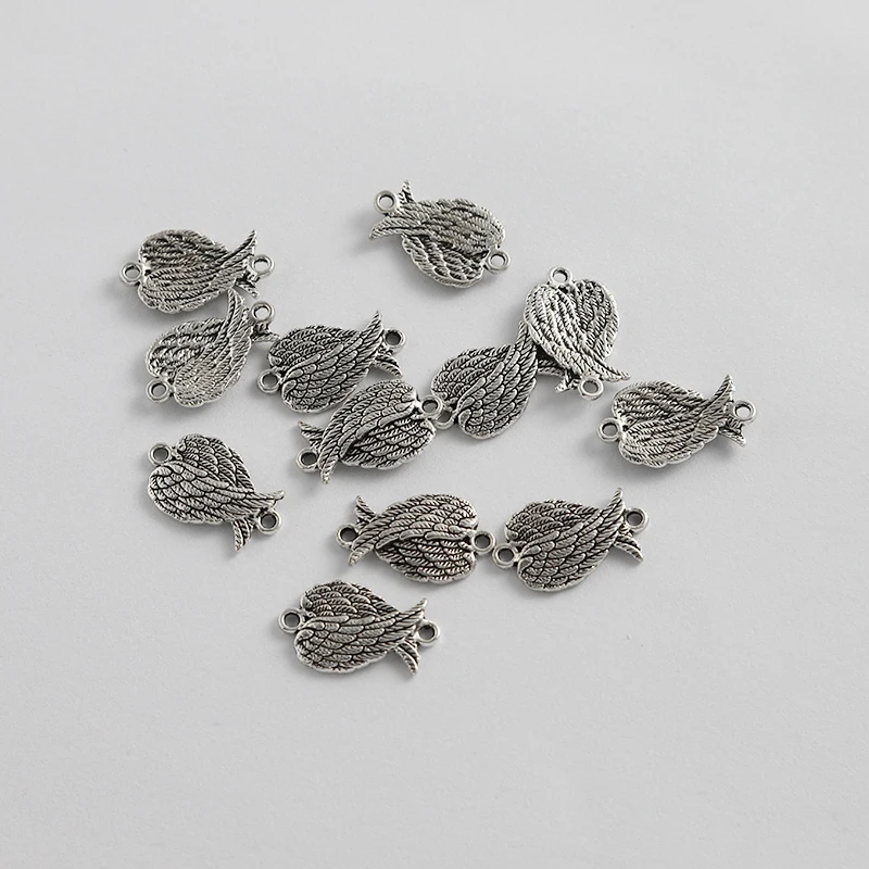 20pcs Alloy Feather Wings Charms Connector For Handmade Bracelet NecklaceJewelry Making Findings 11x18mm DIY Jewelry Making