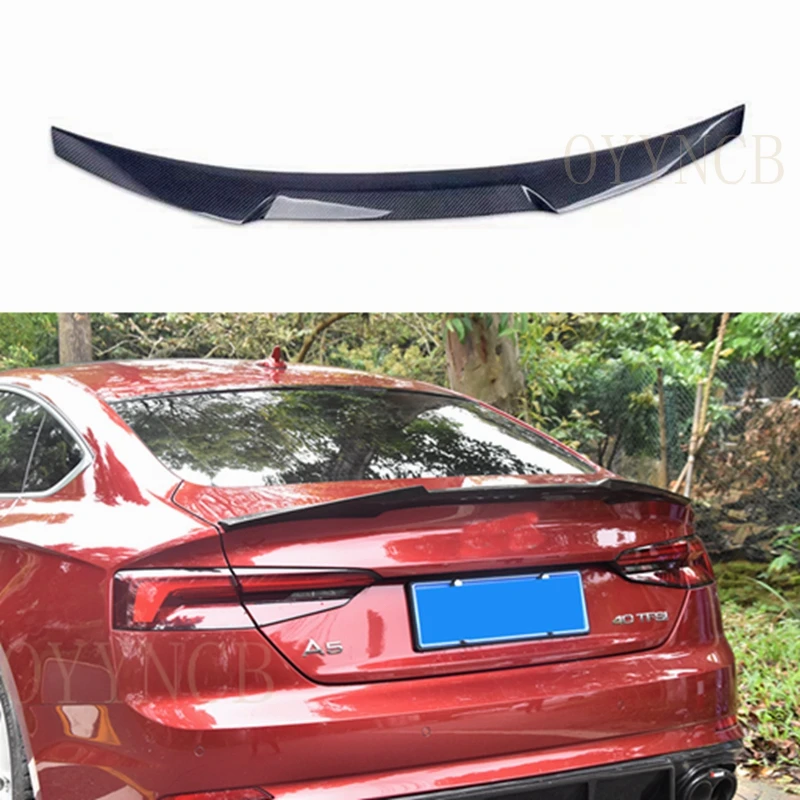 

M4 style carbon fiber spoiler rear bumper trunk lip 2017-2021 For Audi A5 S5 4-door 2 door rear boot spoiler splitter