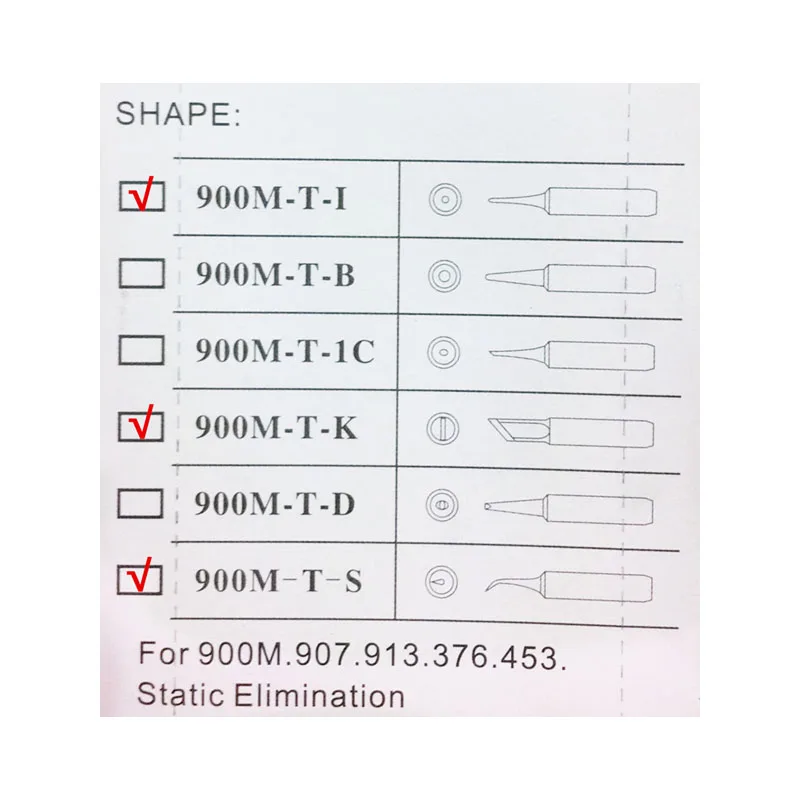 High Quality BAKU Static Elimination Lead Free Welding Head Soldering Iron Tips For 900M 907 913 376 452 601D 878L2