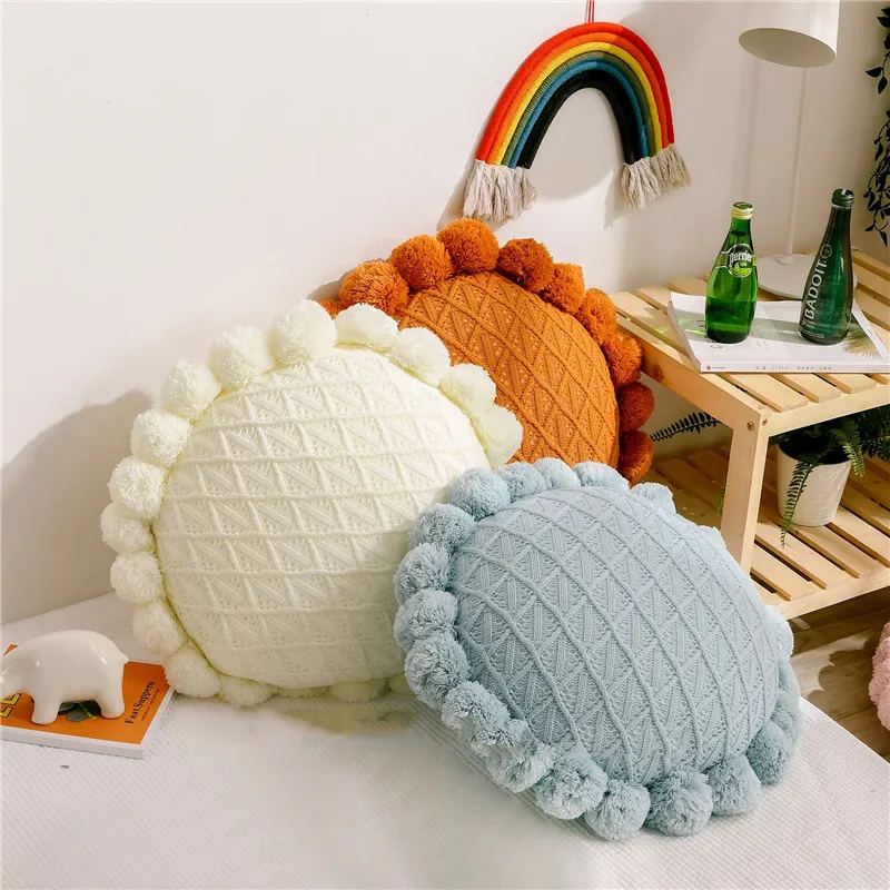 Nordic Knitted Pillow Home Decor Round Cushion for Sofa Diamond Living Room Pillow Decoration Cushion Soft Sofa Pillows cojines