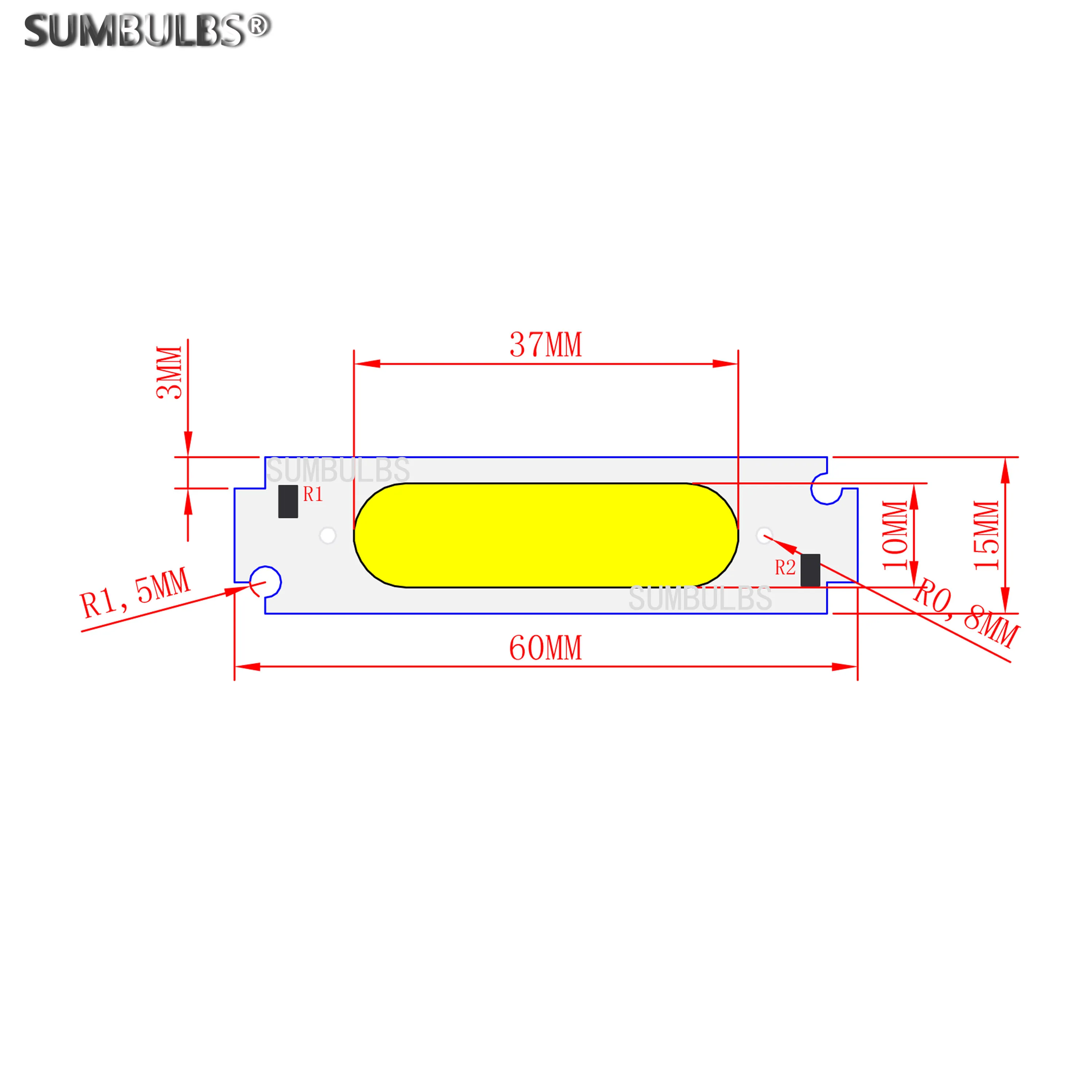 DC 12V 60*15mm COB LED Bar 2W Diode Beleuchtung Streifen Rot Blau Rosa Grün Gelb weiß Farbe für DIY Lampe