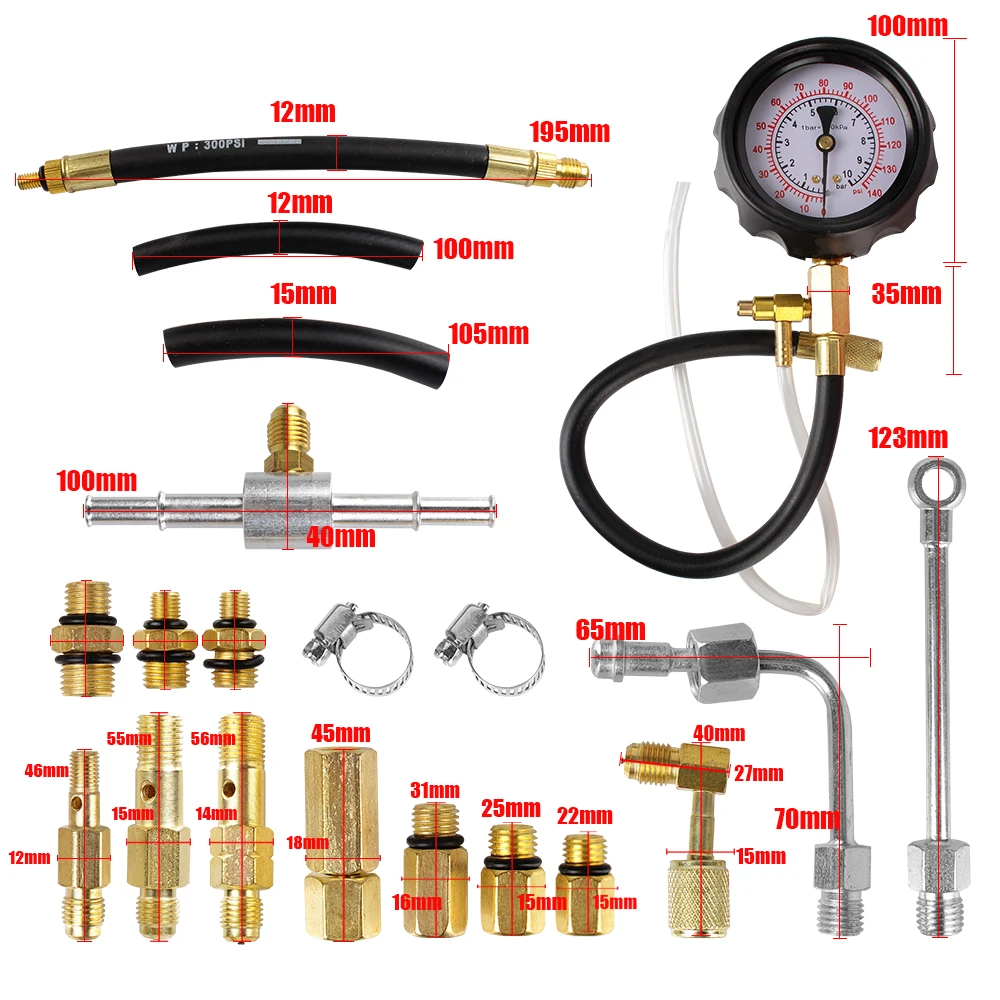 Car Accessories Quick Coupling Car Test Set TU-114 Fuel Pressure Gauge For Fuel Injection Pump Tester Auto Diagnostics Tools