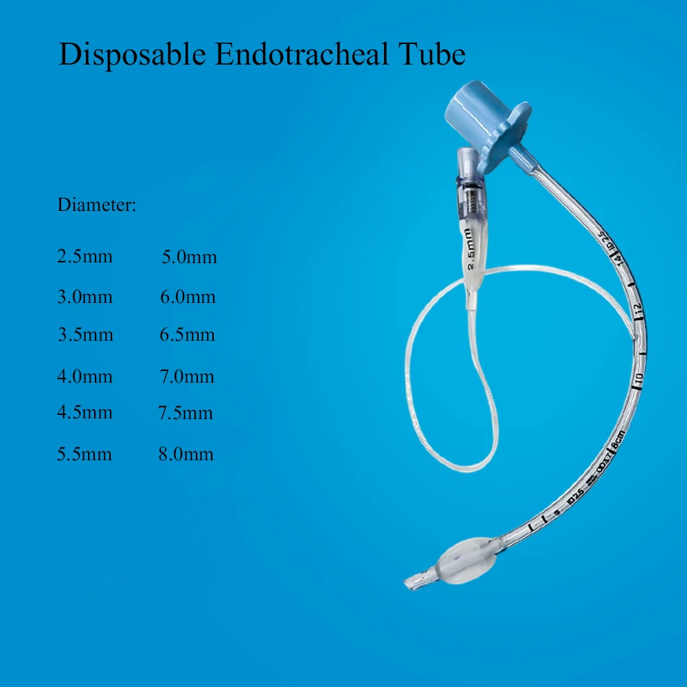 Disposable Endotracheal Tube with Balloon Animal Oral Nasal Intubation Pet Anethesia First Aid Trachea Cannula 2.5mm-8mm,10Pcs