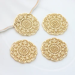 30mm 6pcs/lot  Metal Zinc Alloy Charms Hollow Round Flowers Shape Charms Connector For Necklace Earring Accessories