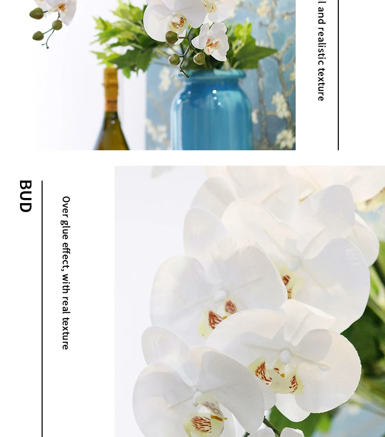 Konservierte Orchidee Phalaenopsis Strukturierte realistische Blumen Künstliche Blumen Familie Hochzeit Ornamente DIY Dekoration – Detail 15