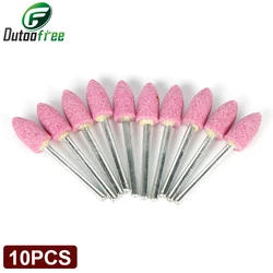10PCS/lot Abrasive Mounted Stone Dremel Accessories Grinding Stone Wheel Head For Dremel Rotary tools Bullet-shape Pink