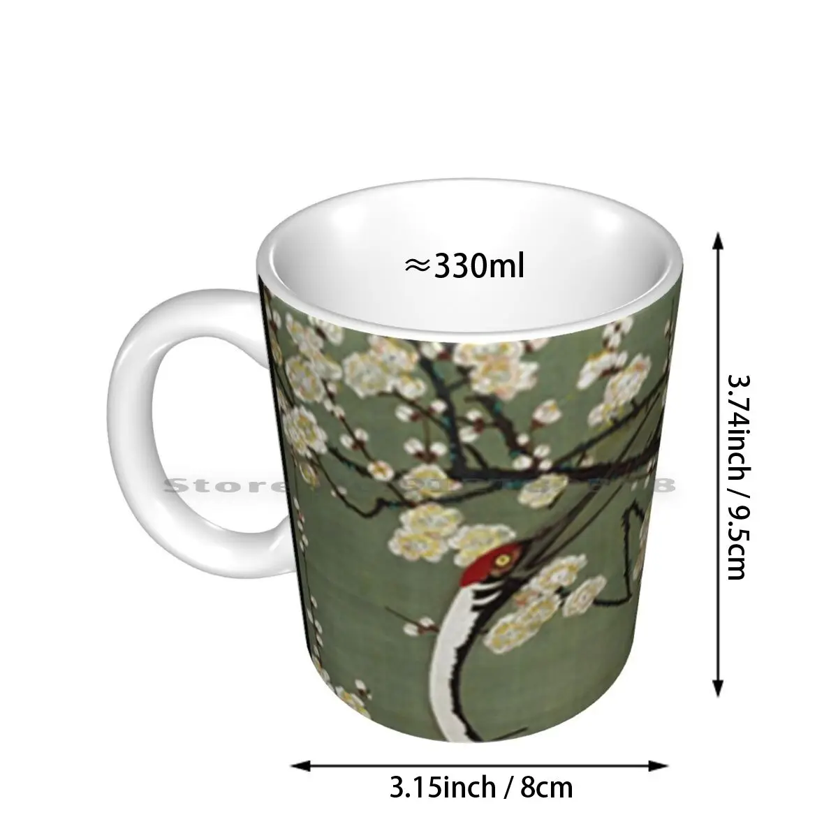 Favourite Artist-Plum Blossoms And Cranes-Ito Jakuchu Ceramic Mugs Coffee Cups Milk Tea Mug Crane Blossom Bird Black White Tan