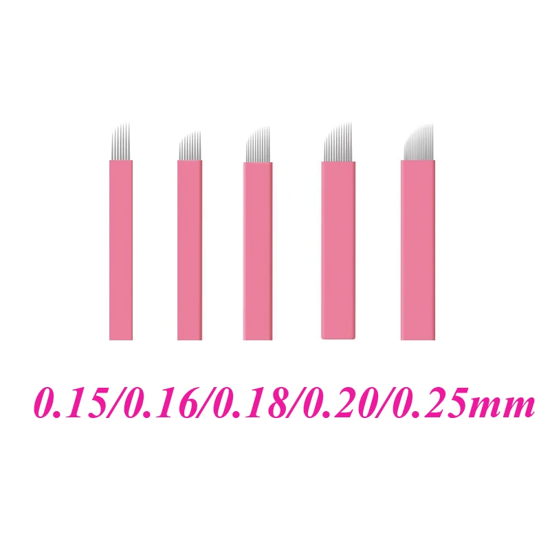 

50pcs Pink Microblading Nano Needles 0.15/0.16/0.18/0.20/0.25mm Blade Permanent Makeup Tattoo Needle For Manual Pen Available