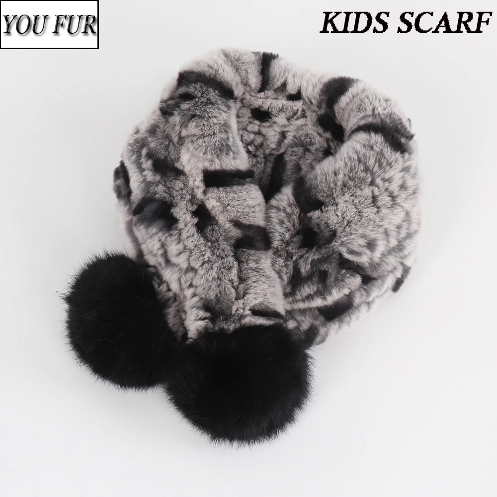 

Kids Knit Real Rex Rabbit Fur Scarves Knitted Warm Children 100% Natural Rex Rabbit Fur Muffles Kid Winter Soft Real Fur Shawls