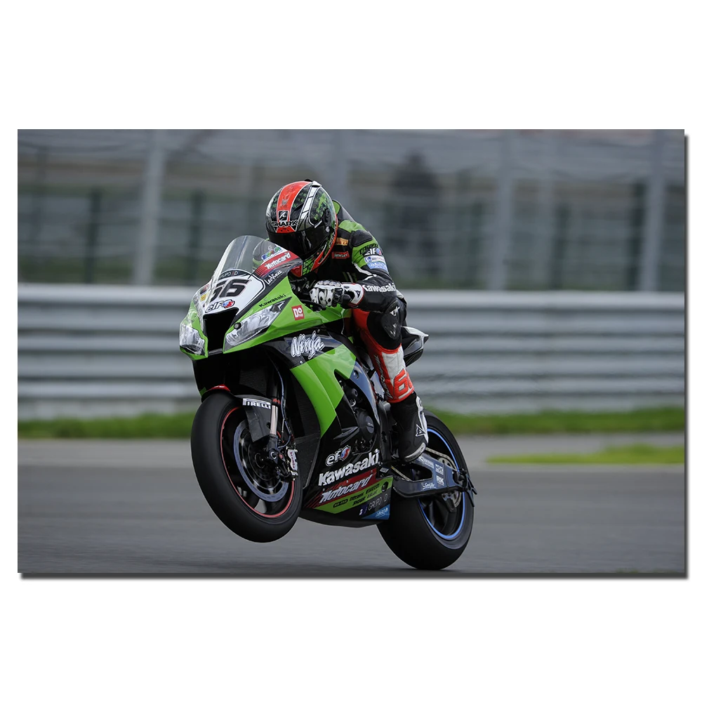 1 Piece Canvas Cloth Fabric Painting Kawasaki Ninja Racing Motorcycle Poster Wall Art Picture for Living Room Bedroom Decor