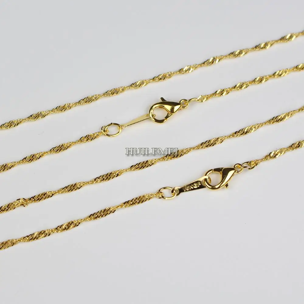 Wholesale Lots 10pcs/lot 2mm Gold Color Water Wave Chain Necklaces 16