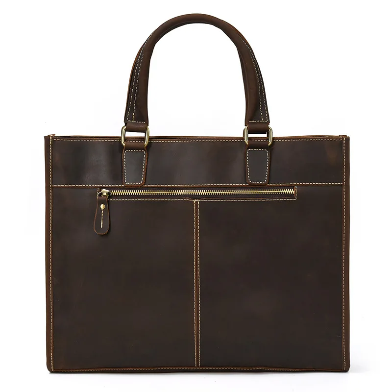 Newsbirds Mens Leather Handbag 15.6 Inch PC Notebook Laptop Briefcase Shoulder Bag 100% Cowhide Man Bag Male Business Bag