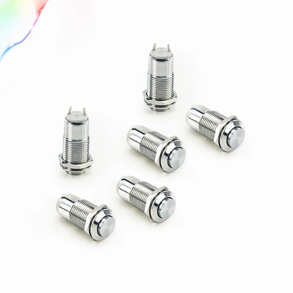 1pcs 10MM 2P NO Panel Hole Metal Button Switch Latching Power Push Button High Head Self Locking /Self Reset soldering IP67