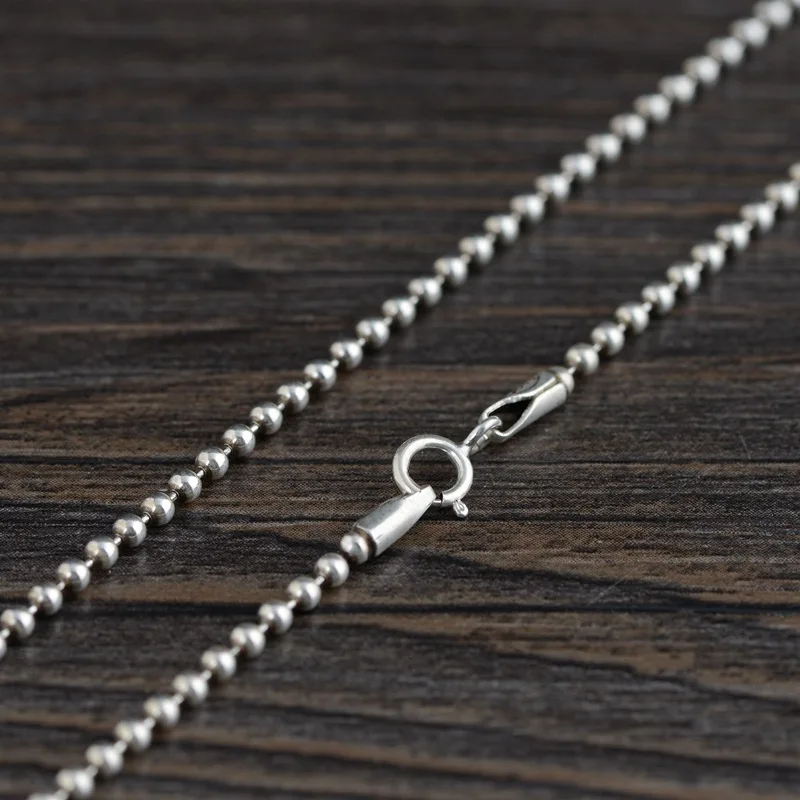 

FNJ 925 Silver Ball Chain For Jewelry Making 2mm Vintage 100% Pure Sterling Silver Necklace Men Women 40cm to 80cm