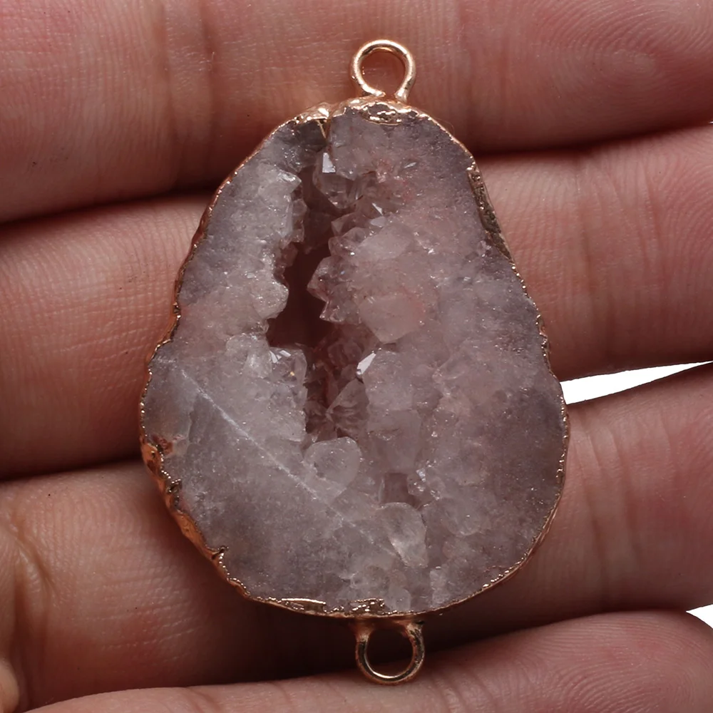 Irregular Quartz Crystal Pendant Fashion Natural Druzy Agates Connector Charms Pendant DIY Jewelry Making Necklace Gifts