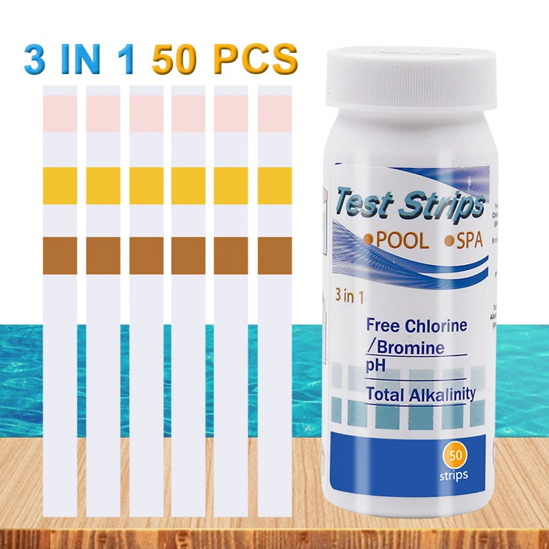 50/100Pcs Multipurpose 3/4/5/6/7 In 1 Swimming Pool PH Test Paper Chlorine/PH/Bromine Test Strips Swimming Pool Water Tester