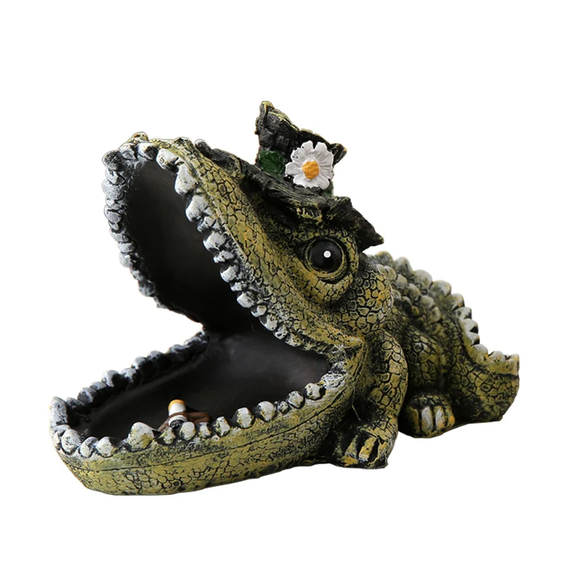 WHYOU-Resin Crocodile Ashtray for Car, Creative Ashtrays, Countryside Cigarettes, Ash Tray, KTV, Home Decoration