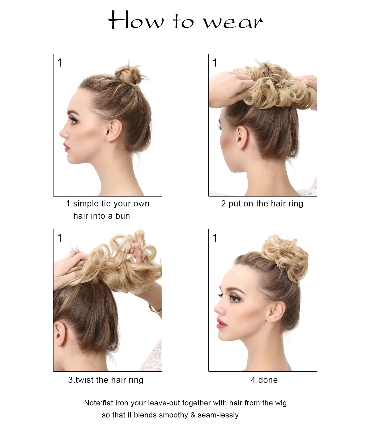 Synthetic Messy Bun Chignon Scrunchies, Wrap Curly Ponytail Hairpiece