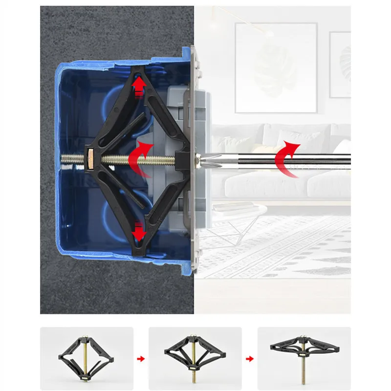 1 Set (6pcs) Wall Socket Bottom Box Repair Device 86mm Type Wall Switch Bottom Box Fixed Support Rod Electrical Accessories