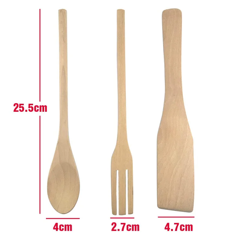 Wooden Kitchen Utensils Solid Wood Gadget Spoon Fork Turner Spatula Natural Kitchen Tools