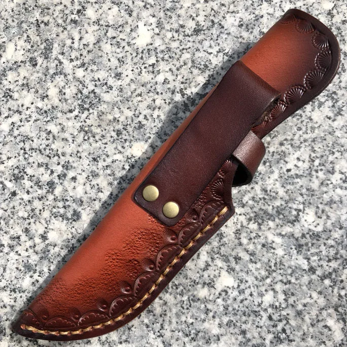 Outdoor Straight Knife Vegetable Tanned Leather Scabbard