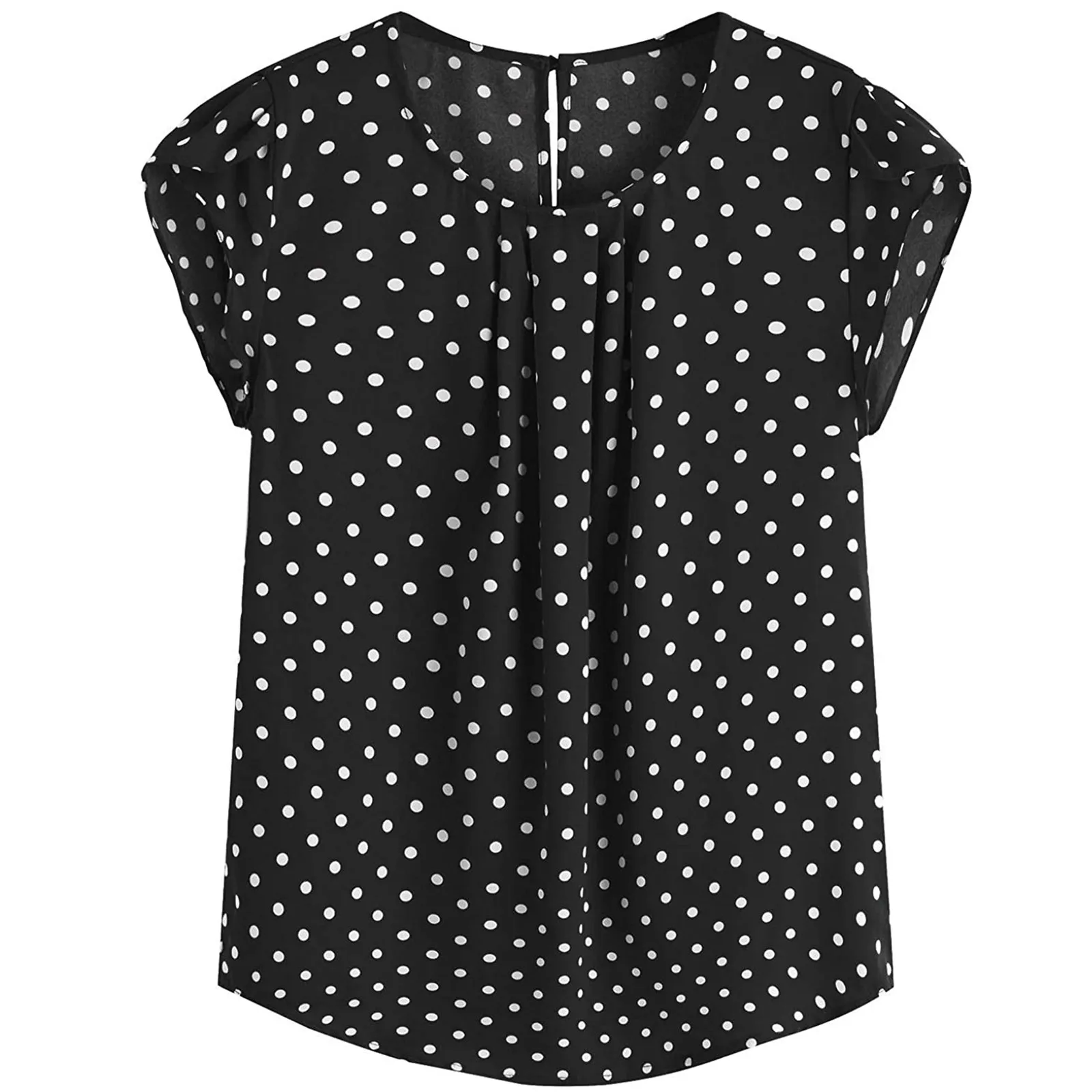 Fashion Dot Print Chiffon Blouse Shirt Loose Buttons Tops Tee Casual Summer Ladies Female Women Short Sleeve Blusas Pullover