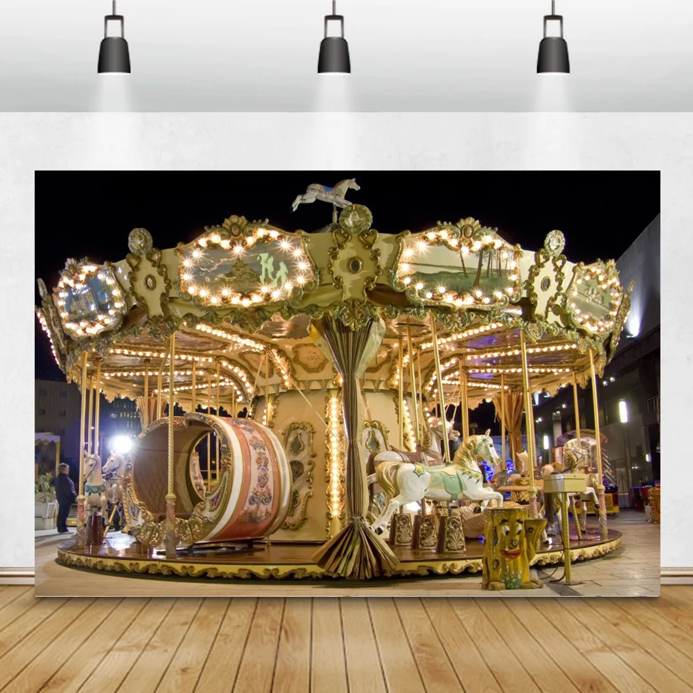 Laeacco الطفل الحصان كاروسيل تسلية حزب صورة التصوير الخلفيات التصوير الخلفيات صورة المتصل استوديو الصور