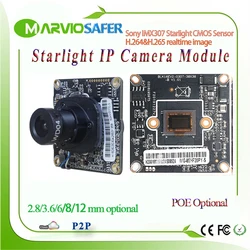 H.265 1080P FULL HD 2.1MP Starlight Colorful Night Vision  CCTV POE IP Network Camera Module Board Sony IMX307 RTSP Audio