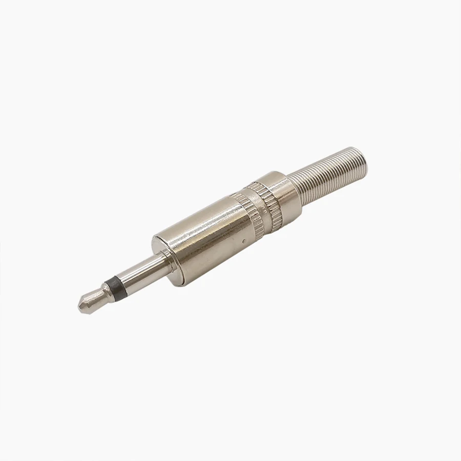 2/5Pcs Metal 3.5mm 2 Pole Mono Plug Soldering Connector With Spring Tail 3.5 MM Headphone Jack Wire Adapter