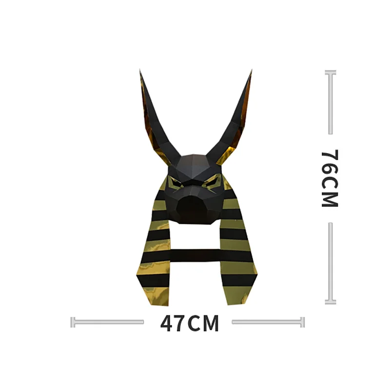 غريم ريبر أنوبيس قناع ورقة نموذج ، منخفضة بولي ثلاثية الأبعاد ورق كرافت الفن اوريغامي زي حفلة تأثيري ، اليدوية لتقوم بها بنفسك الكبار الحرفية RTY163