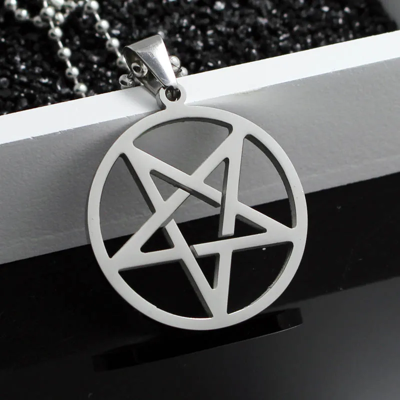 Stainless Steel Inverted Pentagram Pendant Necklace Downward-pointing Pentacle Fashion Jewelry