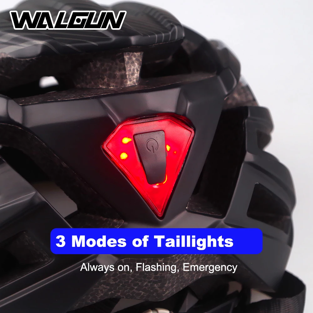 WALGUN MTB Mountain Bike Helmet L with LED Light Goggles Lens Sun Visor Road Bicycle Safety Cycling Helmets for Men Women Adult view 6