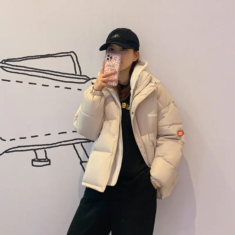 Winter New Fake Two-piece Thick Jacket Women Parkas Hooded Thick Down Cotton Streetwear Candy Color