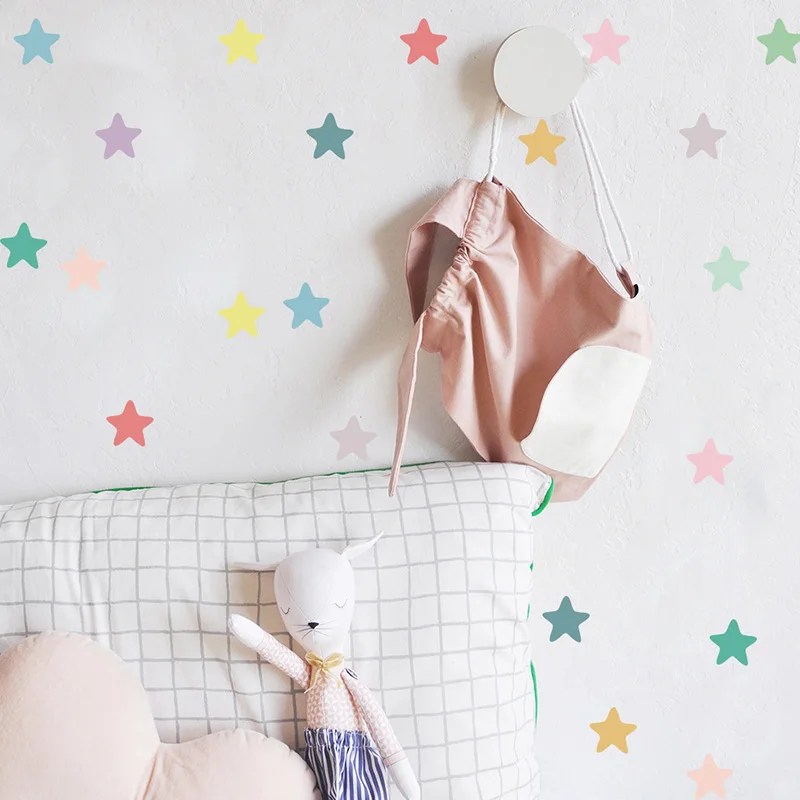 Colored fivepointed star Wall sticker Kids rooms Baby room Decorative wall vinyl Waterproof Detachable Home decor