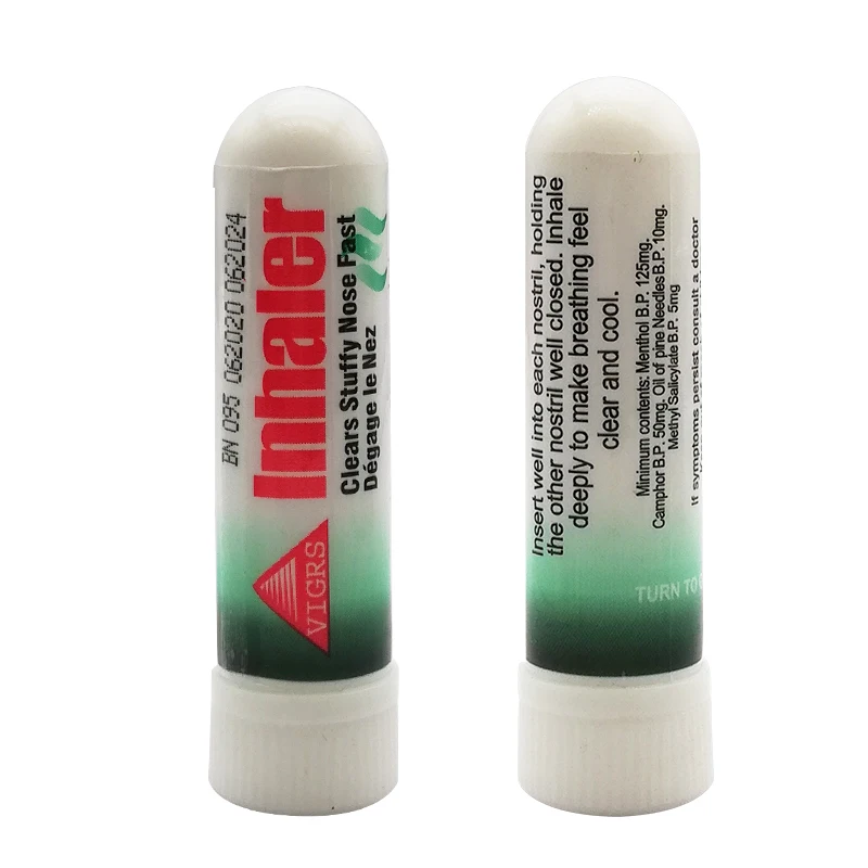 Inhalateur froid à la menthe de 0.5ml, accessoire médical, pour sauna, congestion, rhinite allergique, vertiges