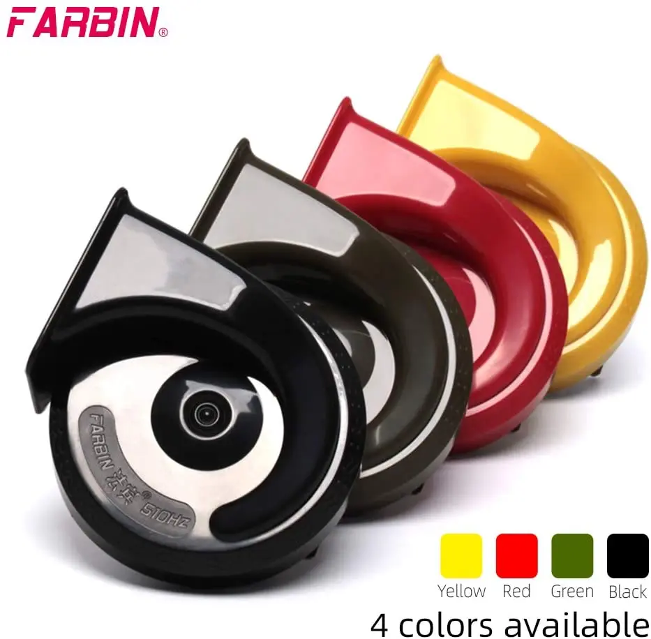 FARBIN Car Horn Loud 12v High/Low Tone Super Loud Horn Waterproof Electric Horn for Truck Motorcycle Train Black/Blue/Red/Yellow