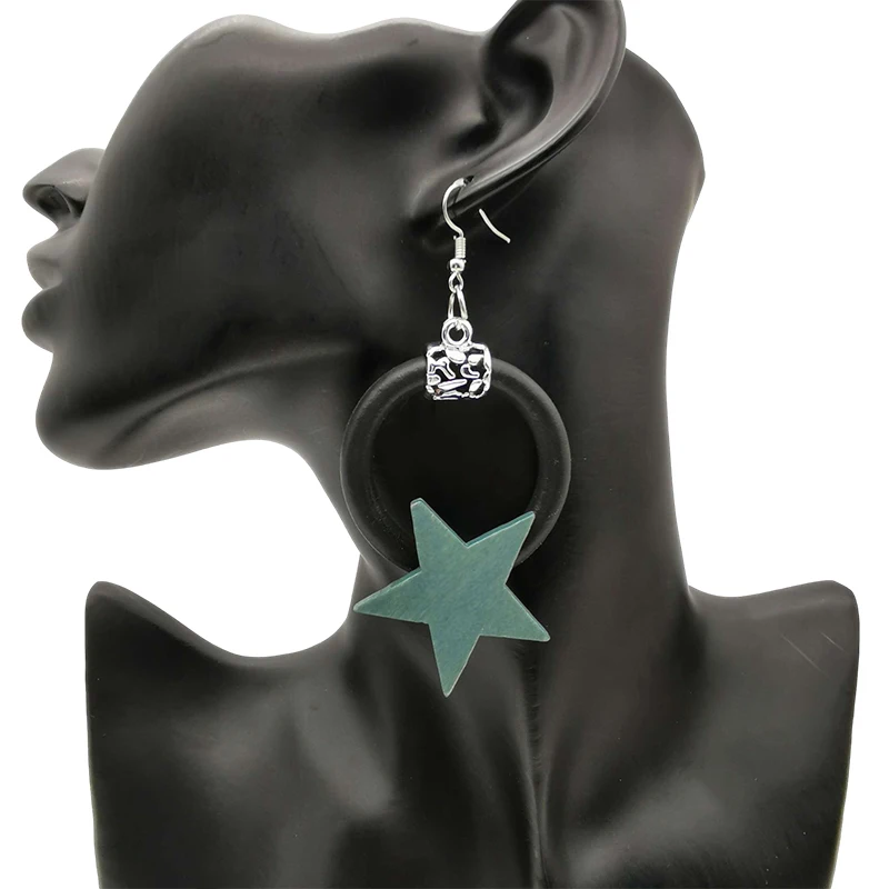 UKEBAY New Star Drop Earrings For Women Statement Earrings Party Ear Accessories Handmade Rubber Jewelry 3 Colors Ethnic Earring